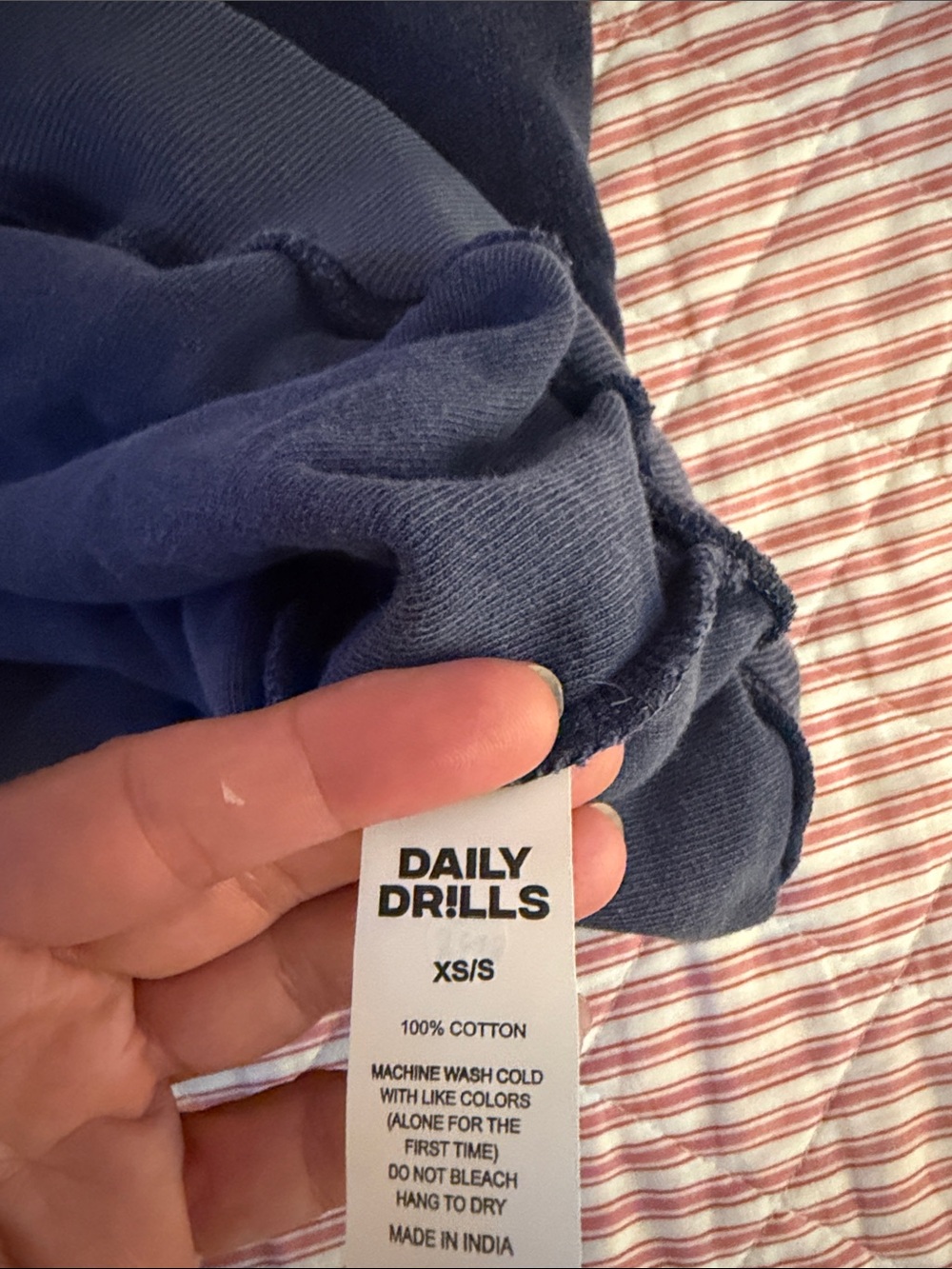 Daily Drills Women’s Terry Vintage Crewneck Sweatshirt - Navy. Size XS/S - Picture 3 of 3